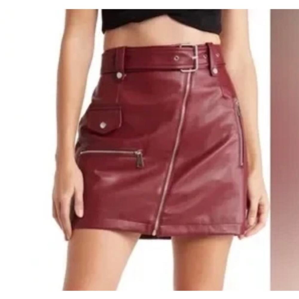 7 For All Mankind Ultra Soft Vegan Leather Motto Skirt Size S NWT